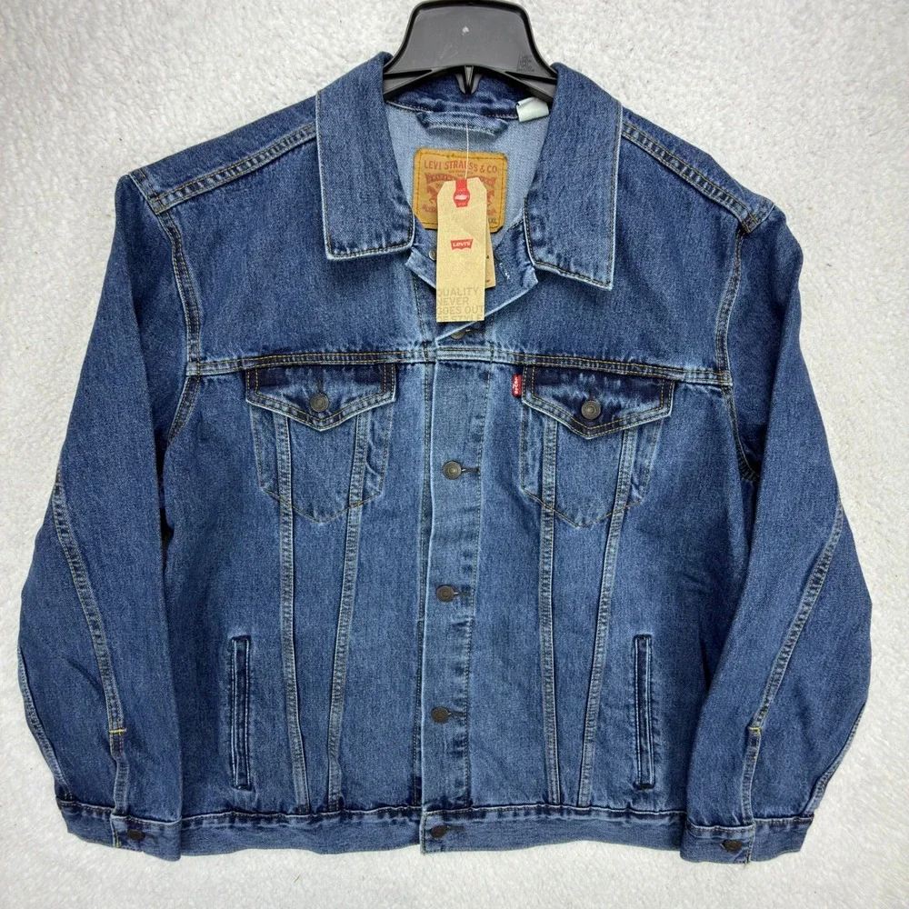 Levis Mens Blue Denim Trucker Jacket XXL 72334-0130 NWT